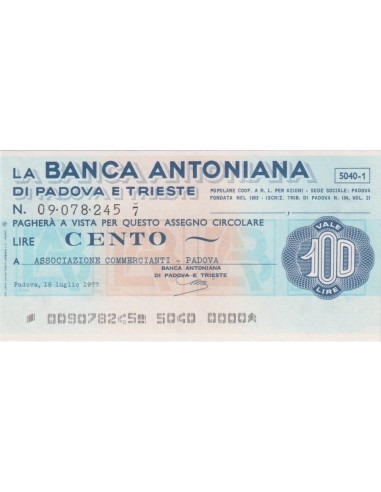 100 lire  Associazione Commercianti - Padova - 18.07.1977 - (BAPT14) FDS