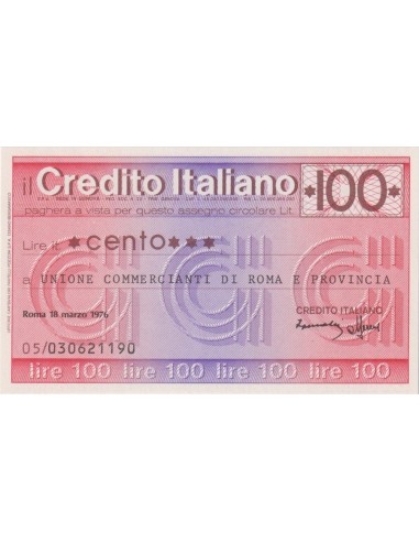 100 lire Unione Commercianti di Roma e Provincia - 18.03.1976 - (CRIT15) FDS