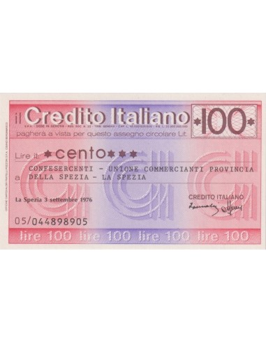 100 lire Conf. - Unione Com. Prov. della Spezia - La Spezia - 03.09.1976 - (CRIT21) FDS