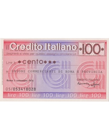 100 lire Unione Commercianti di Roma e Provincia - 03.09.1976 - (CRIT24) FDS