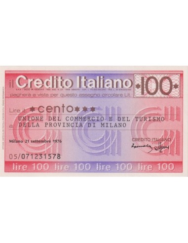 100 lire Unione Commercio e Turismo della Prov. di Milano - 21.09.1976 - (CRIT36) FDS