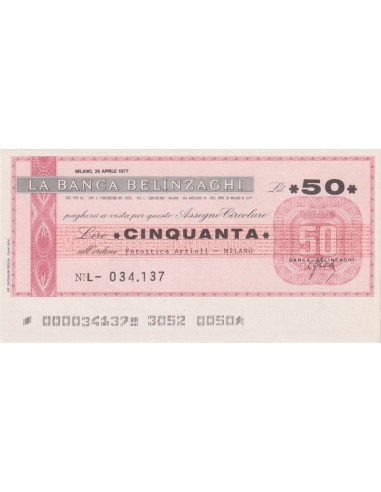 50 lire Fotottica Artioli - Milano - 26.04.1977 - (BBEL1) FDS