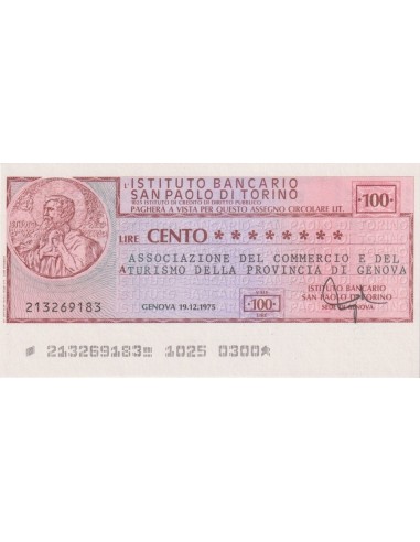 100 lire Ass. del Commercio e Turismo Provincia di Genova - 19.12.1975 - (IBSPT10) FDS