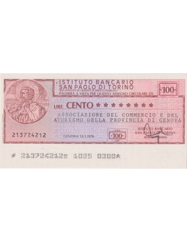 100 lire Ass. del Commercio e Turismo Provincia di Genova - 12.01.1976 - (IBSPT11) FDS
