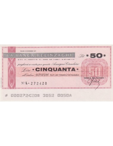 50 lire  Scharper S.p.A. per l’industria farmaceutica 30.11.1977 - (BBEL6) FDS