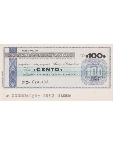 100 lire Fotottica Artioli - Milano - 26.04.1977 - (BBEL7) FDS