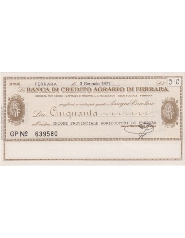 50 lire Unione Provinciale Agricoltori di Ferrara - 03.01.1977 - (BCAF8) FDS