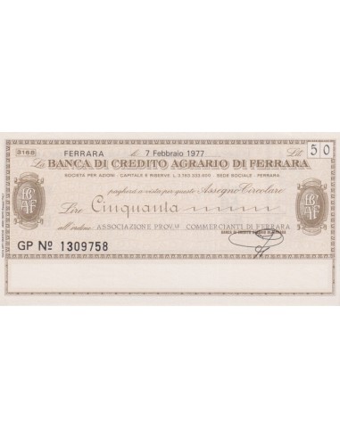 50 lire Associazione Prov.le Commercianti di Ferrara - 07.02.1977 - (BCAF9) FDS