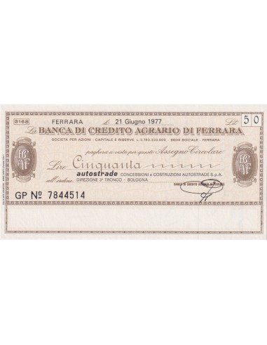 50 lire Autostrade Concess. e Costr. Autostr. S.p.A. - 21.06.1977 - (BCAF14) FDS