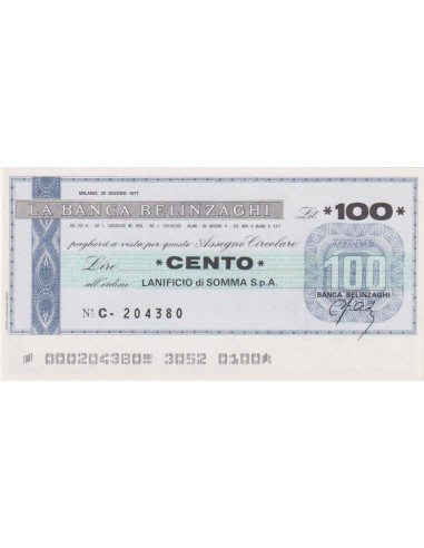 100 lire Lanificio di Somma S.p.A. - 30.06.1977 - (BBEL10) FDS