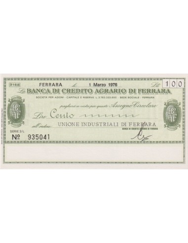 100 lire Unione Industriali di Ferrara - 01.03.1976 - (BCAF24) FDS