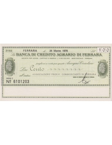 100 lire Associazione Prov.le Commercianti di Ferrara - 26.03.1976 - (BCAF25) FDS