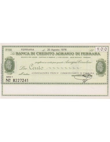 100 lire Associazione Prov.le Commercianti di Ferrara - 20.08.1976 - (BCAF31) FDS