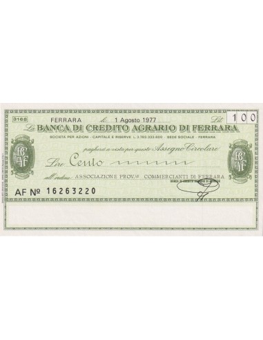 100 lire Associazione Prov.le Commercianti di Ferrara - 01.08.1977 - (BCAF44) FDS