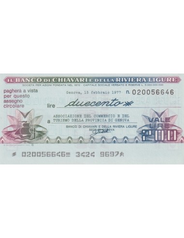 200 lire  Ass. del Commercio e Turismo Provincia di Genova - 15.02.77 - (BCRL2) FDS