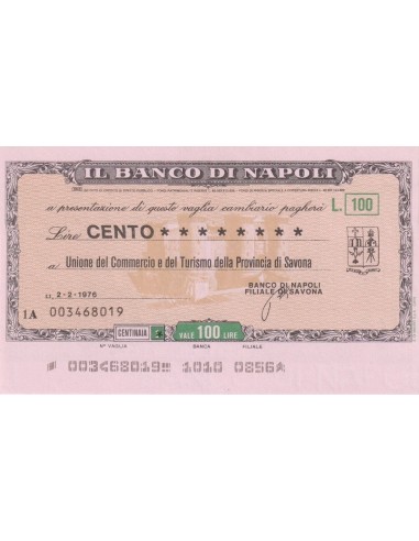 100 lire  Unione Commercio e Turismo Prov. Savona - 02.02.1976 - (BDN1) FDS