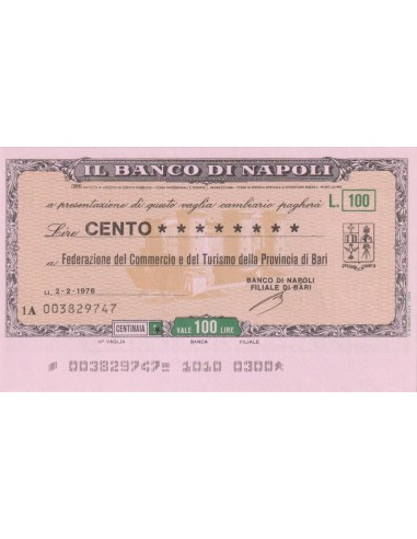 100 lire Fed. Commercio e Turismo Prov. di Bari - 02.02.1976 - (BDN3) FDS