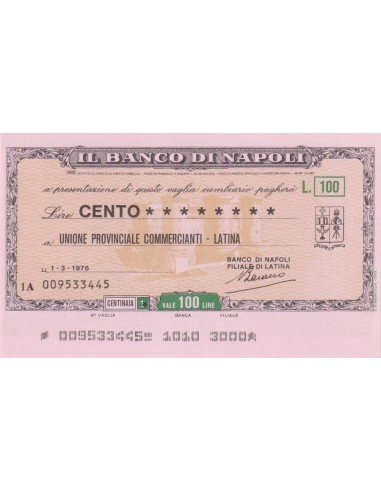 100 lire Unione Provinciale Commercianti - Latina - 01.03.1976 - (BDN15) FDS