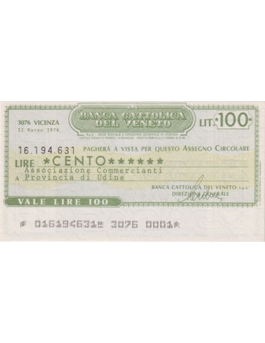 100 lire Associazione Commercianti  Provincia di Udine - 12.03.1976 - (BCV8) FDS