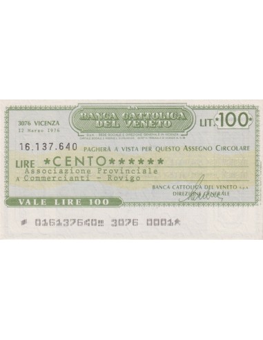 100 lire Associazione Provinciale Commercianti - Rovigo - 12.03.1976 - (BCV9) FDS