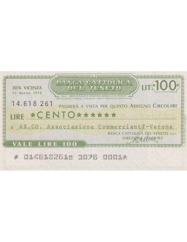 100 lire AS.CO. Associazione Commercianti - Verona - 23.03.1976 - (BCV19) FDS