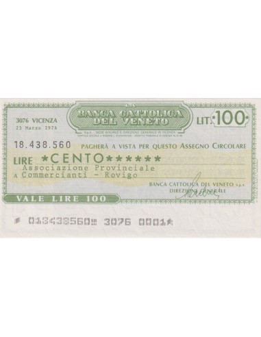 100 lire Associazione Provinciale Commercianti - Rovigo - 23.03.1976 - (BCV21) FDS