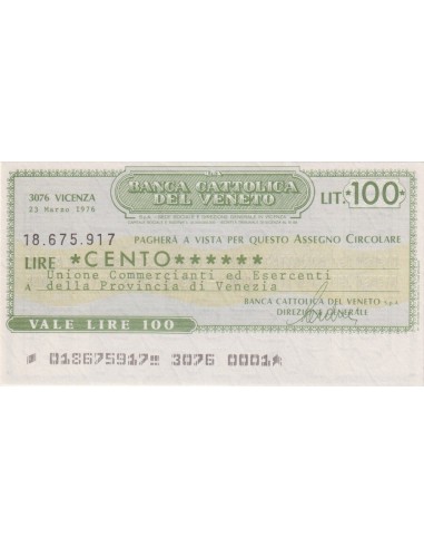 100 lire Unione Comm. ed Esercenti Prov. Venezia - 23.03.1976 - (BCV22) FDS