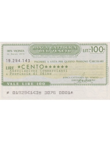 100 lire Associazione Commercianti Provincia di Udine - 26.03.1976 - (BCV24) FDS