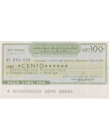 100 lire Associazione Provinciale Commercianti - Rovigo - 04.08.1976 - (BCV28) FDS
