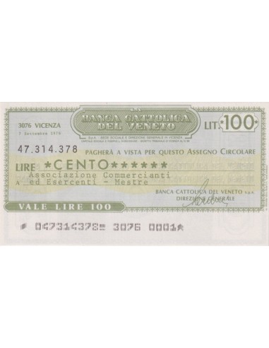 100 lire Associazione Comm. ed Esercenti - Mestre - 07.09.1976 - (BCV46) FDS