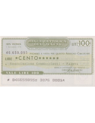 100 lire Associazione Commercianti - Padova - 07.09.1976 - (BCV47) FDS