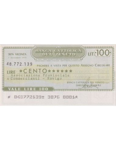 100 lire Associazione Provinciale Commercianti - Rovigo - 07.09.1976 - (BCV48) FDS