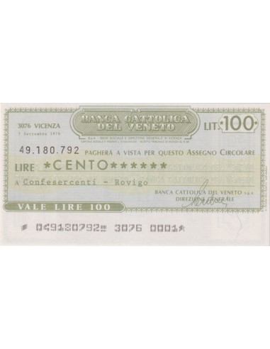 100 lire Confesercenti - Rovigo - 07.09.1976 - (BCV49) FDS