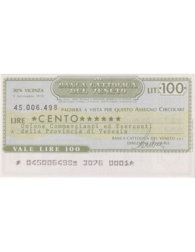 100 lire Unione Commercianti ed Esercenti Prov. Venezia - 07.09.1976 - (BCV51) FDS