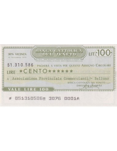 100 lire Associazione Provinciale Commercianti - Belluno - 20.09.1976 - (BCV54) FDS