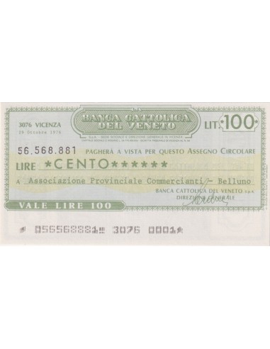 100 lire Associazione Provinciale Commercianti - Belluno - 29.10.1976 - (BCV62) FDS