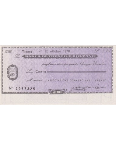 100 lire Associazione Commercianti - Trento - 20.10.1976 - (BTB8) FDS