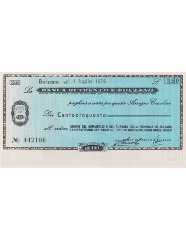 150 lire Unione del Commercio e Turismo Prov. di Bolzano - 01.07.1976 - (BTB12) FDS