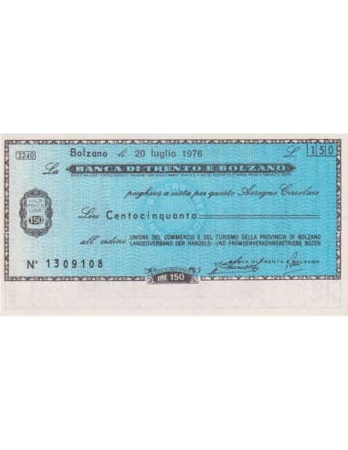 150 lire Unione del Commercio e Turismo Prov. di Bolzano - 20.07.1976 - (BTB13) FDS