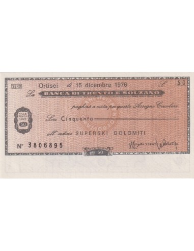 50 lire Superski Dolomiti - 15.12.1976 - (BTB18) FDS