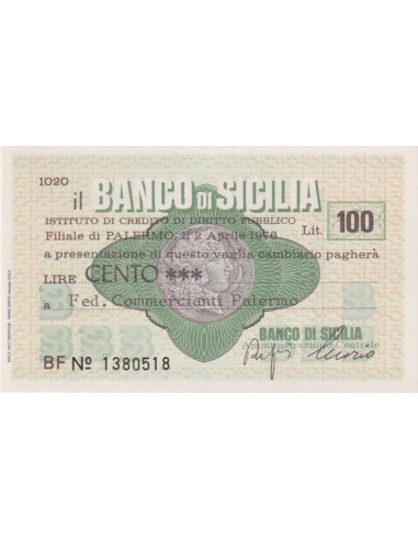 100 lire Fed. Commercianti Palermo - 02.04.1976 - (BSIC17) FDS