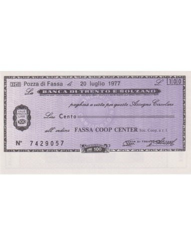 100 lire Fassa Coop Center - 20.07.1977 - (BTB43) FDS