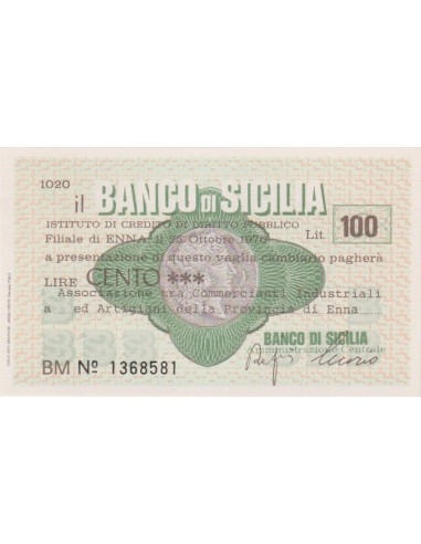 100 lire Ass. tra Comm. Industriali ed Artigiani Prov. di Enna - 25.10.1976 - (BSIC37) FDS