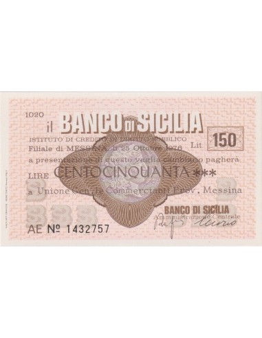 150 lire Unione Gen.le Commercianti Prov. Messina - 25.10.1976 - (BSIC44) FDS