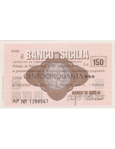 150 lire “Bicatex” di Biscari e Catania s.n.c. - Modica - 25.10.1976 - (BSIC50) FDS