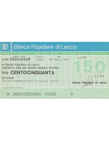 150 lire Unione Commercianti Lecchesi LECCO - 28.03.1977 - (BPDL3) FDS