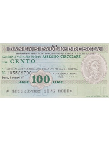 100 lire Associazione Commercianti della Provincia di Brescia - 03.11.1977 - (BSPB3) FDS