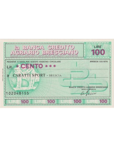 100 lire Caratti Sport - Brescia - 08.09.1976 - (BCAB3) FDS