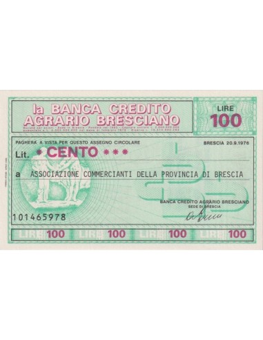 100 lire Associazione Commercianti  della Provincia di Brescia - 20.09.1976 - (BCAB4) FDS