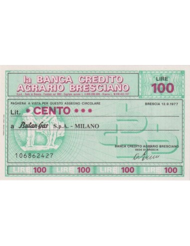 100 lire Butan Gas S.p.A. - Milano - 12.09.1977 - (BCAB11) FDS